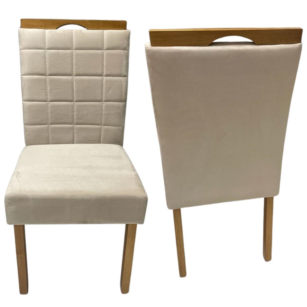 Kit 2 Cadeiras Roma Mel/Veludo Bege – WM DECOR - Imagem 2