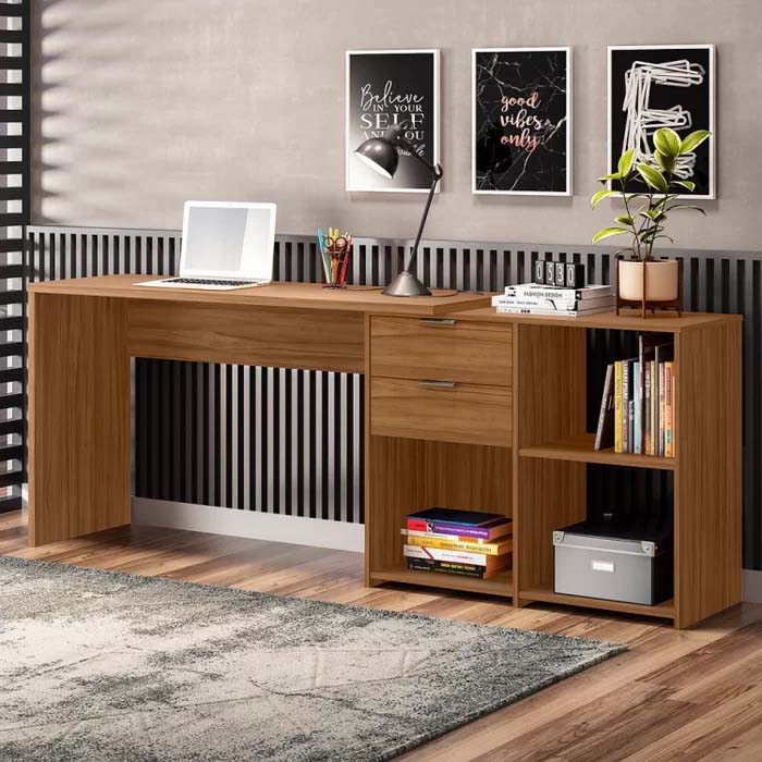 Mesa Office NT 2060 Com 2 Gavetas Freijó Notável - Imagem 4