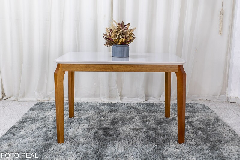 Mesa de Jantar Alegra Tampo Vidro Off 120×80 4 Cadeiras Diamante Linho Cinza 2904 JCM Madeira Maciça - Imagem 6