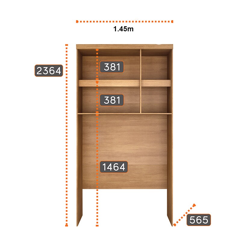 Modulado Aéreo Rizon Casal 3 Portas Larg. 1.45m Cumaru/Fendi 100% MDF Novo Horizonte - Imagem 3