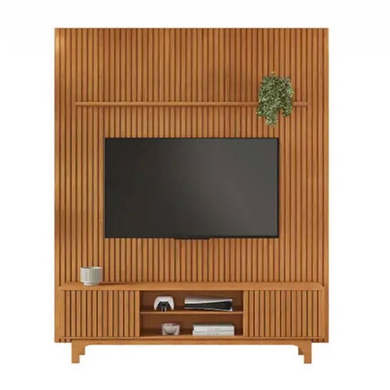 Rack Triunfo + Painel Riso Ripado Larg. 2.07m Cinamomo JCM - Imagem 2