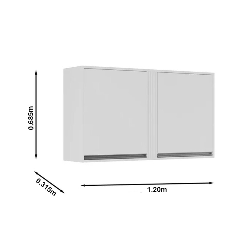 Armário Aéreo Cozinha Pérola 2 Portas Larg. 1.20m Cinamomo/Preto Sallêto - Imagem 4
