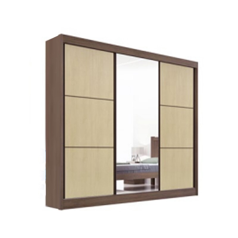 Guarda-Roupa Casal 3 Portas 6 Gavetas Cristal 100% MDF Castanho/Linho Larg. 2.42m Flex D Doro - Imagem 5