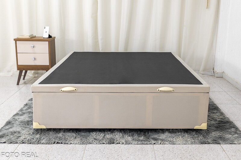 Base Box Baú Casal 138x188x42 Veludo Bege Portobel - Imagem 3