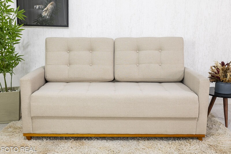 Sofá 3 lugares Living Áustria 1.70m Linho Bege A57 - Imagem 2