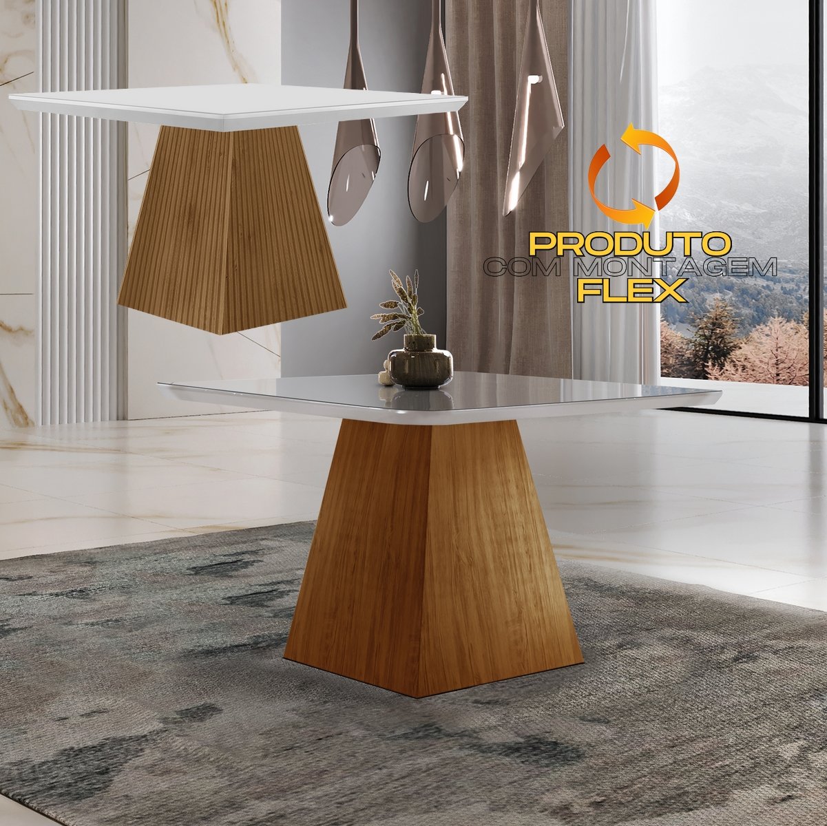 Mesa Luna 90 Canto Copo Imbuia/Ripado/Off White – RUFATO