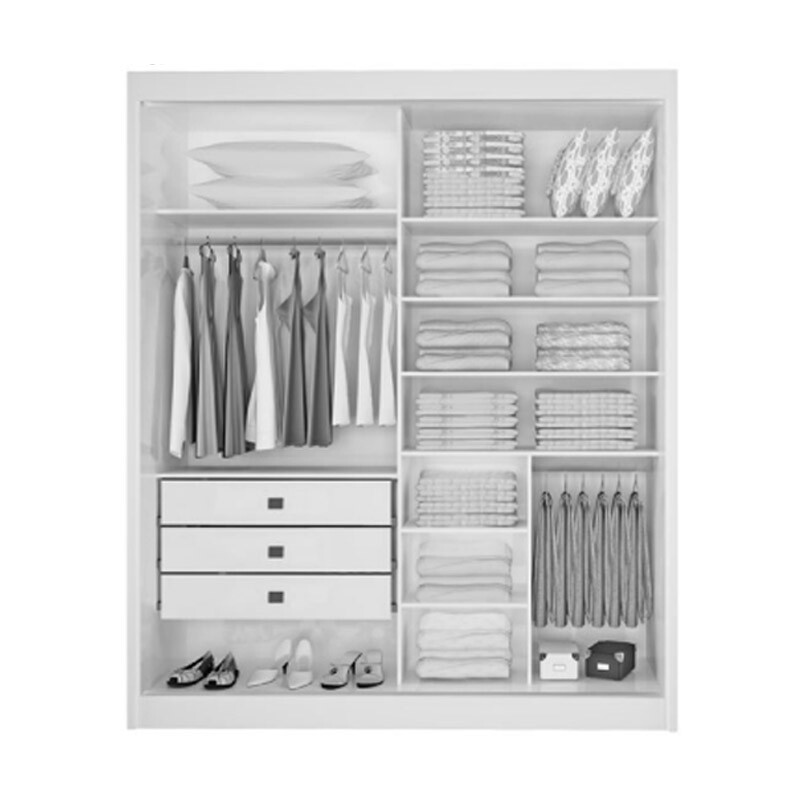 Guarda-Roupa Casal 2 Portas 3 Gavetas Atenas 100% MDF Castanho/Linho Larg. 1.85m Flex D Doro - Imagem 2
