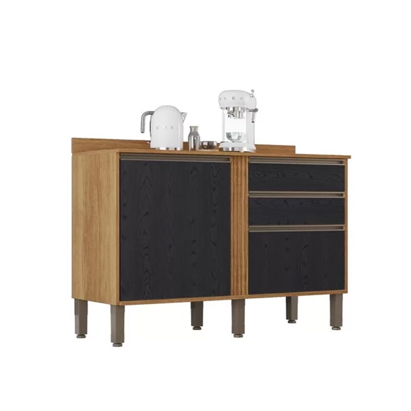 Balcão Cozinha Pérola 2 Portas Larg. 1.20m Cinamomo/Preto Sallêto - Imagem 3