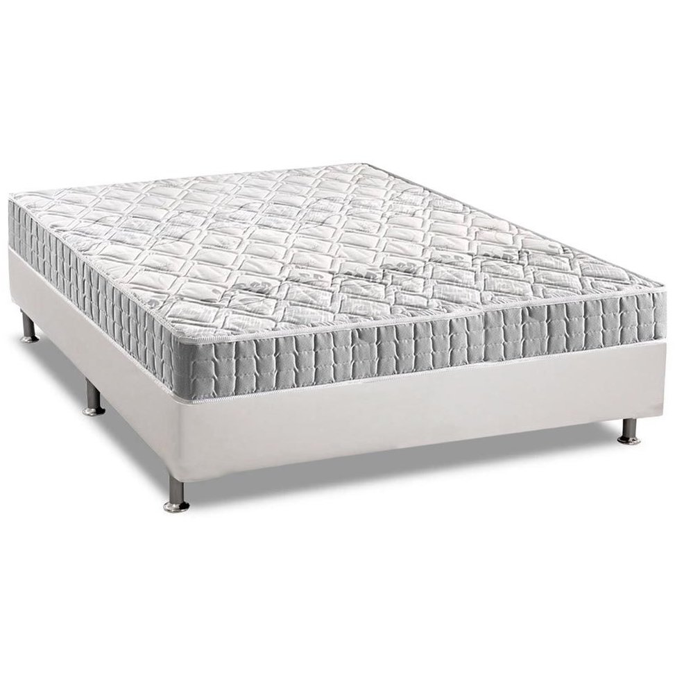 Colchão Casal Orthosono D33 + Base Box Simples Corino Branco – ANJOS + ALTO NÍVEL CAMAS E COLCHÕES