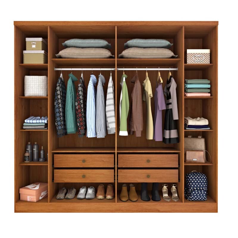 Guarda-Roupa Casal 6 Portas 4 Gavetas Veneza Larg. 2.39m Cinamomo Tcil - Imagem 2