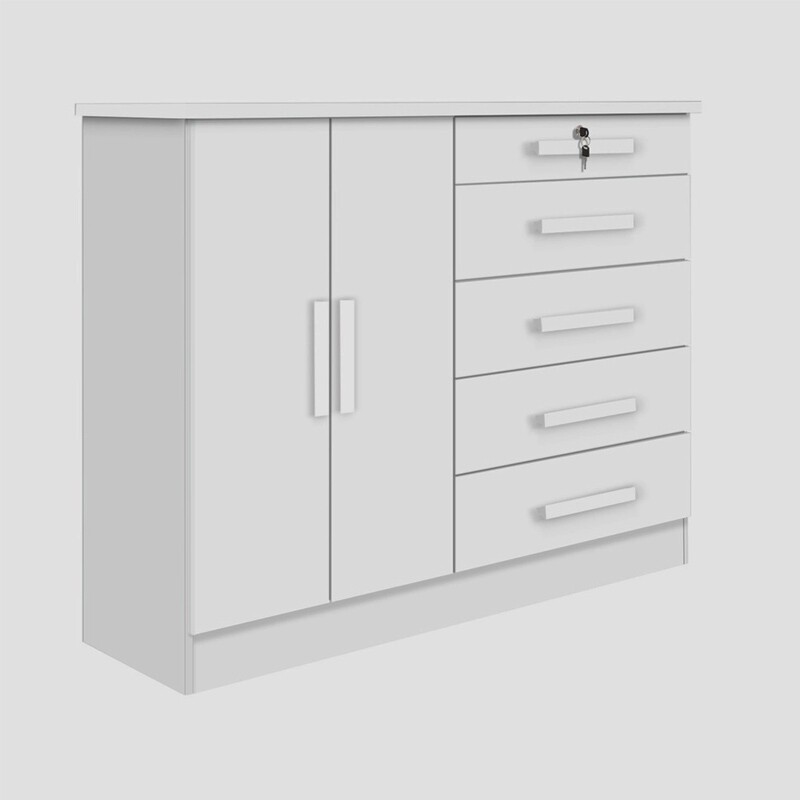 Cômoda 5 Gavetas 2 Portas New Athos Branco D Doro