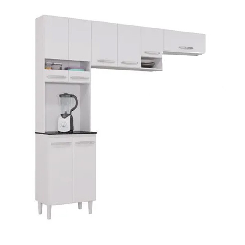 Cozinha Compacta 8 Portas Isadora Larg. 2.02m Branco Poquema - Imagem 3