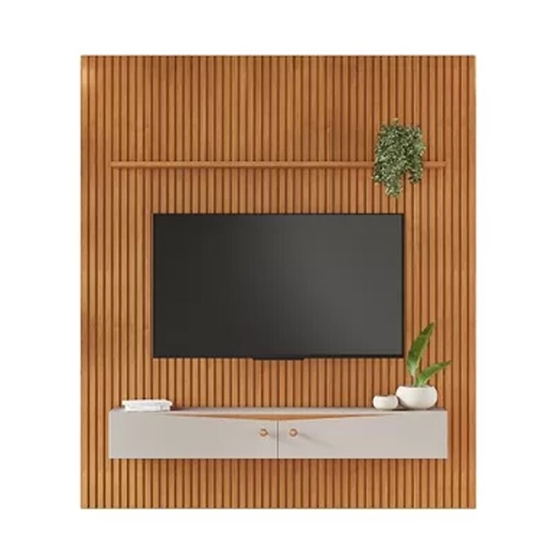 Painel Riso Ripado C/Nicho TV até 65 Polegadas Larg. 1.82m Cinamomo/Off White JCM - Imagem 2