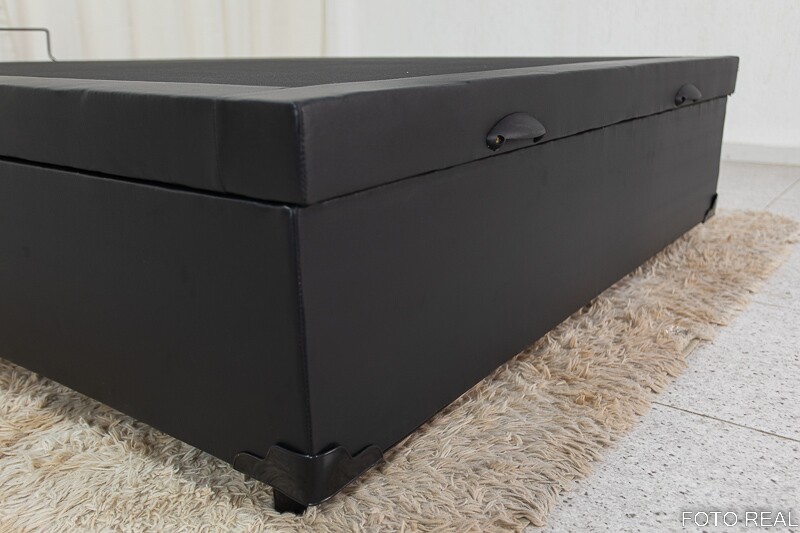 Base Box Baú Casal Eli 138x188x42 Korino Preto Blindado Nature - Imagem 4