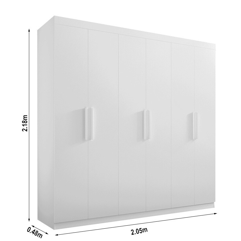 Guarda-Roupa Casal Colibri 6 Portas 6 Gavetas Larg. 2.05m Branco D doro - Imagem 3