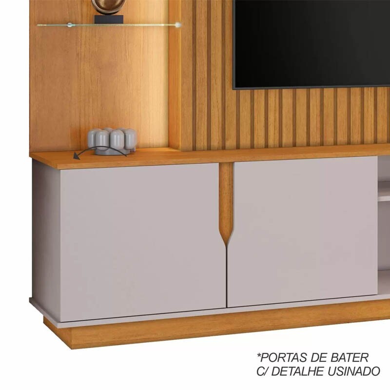 Home Amparo Ripado C/LED TV até 60 Polegadas Larg. 1.82m Cinamomo/Off JCM - Imagem 5