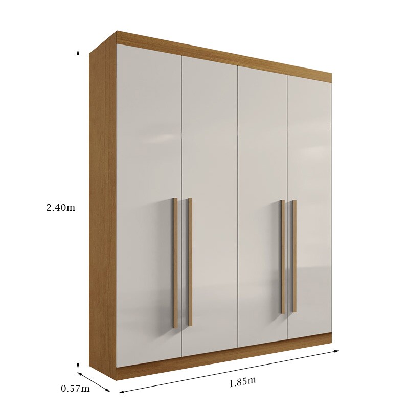 Guarda-Roupa Solteiro Da Vinci Plus 4 Portas 3 Gavetas Cinamomo/Off MDF Larg. 1.85m D Doro - Imagem 4