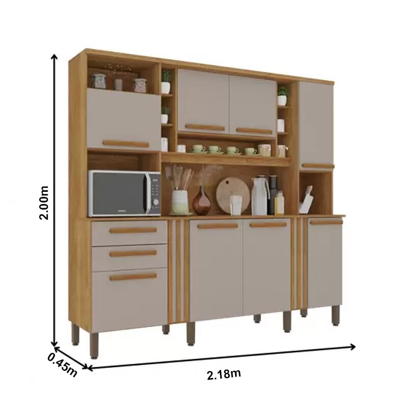 Armário de Cozinha Acácia larg. 2.18m Cinamomo/Off Sallêto - Imagem 3