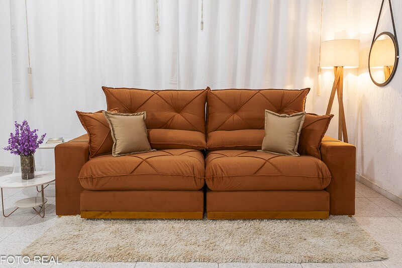 Sofá Retrátil Reclinável 2.30m Gran Bello Veludo Marrom - D33 e Molas Ensacadas - Imagem 5