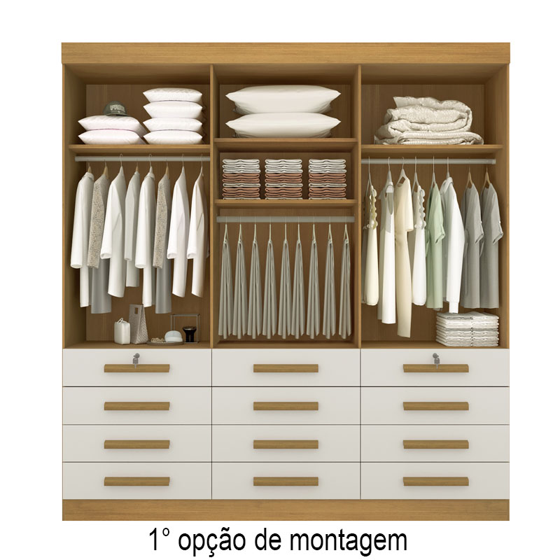 Guarda-Roupa Casal Mônaco 6 Portas 12 Gavetas Cinamomo/Off Larg. 2.40m D Doro - Imagem 2