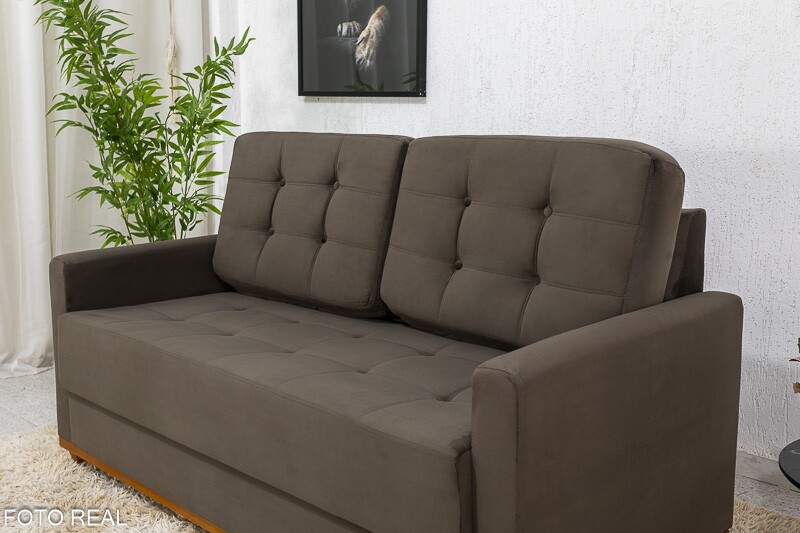 Sofá 3 lugares Living Áustria 1.70m Veludo Marrom A17 - Imagem 3