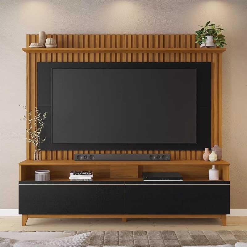 Home NT 1340 Ripado TV até 65 Polegadas Larg. 1.83m Freijó/Preto Notável