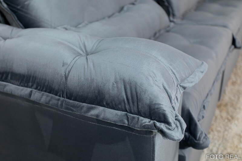 Sofá Retrátil Reclinável Califórnia 2.50m Veludo 526 Cinza - D28 Hiper soft - Imagem 3