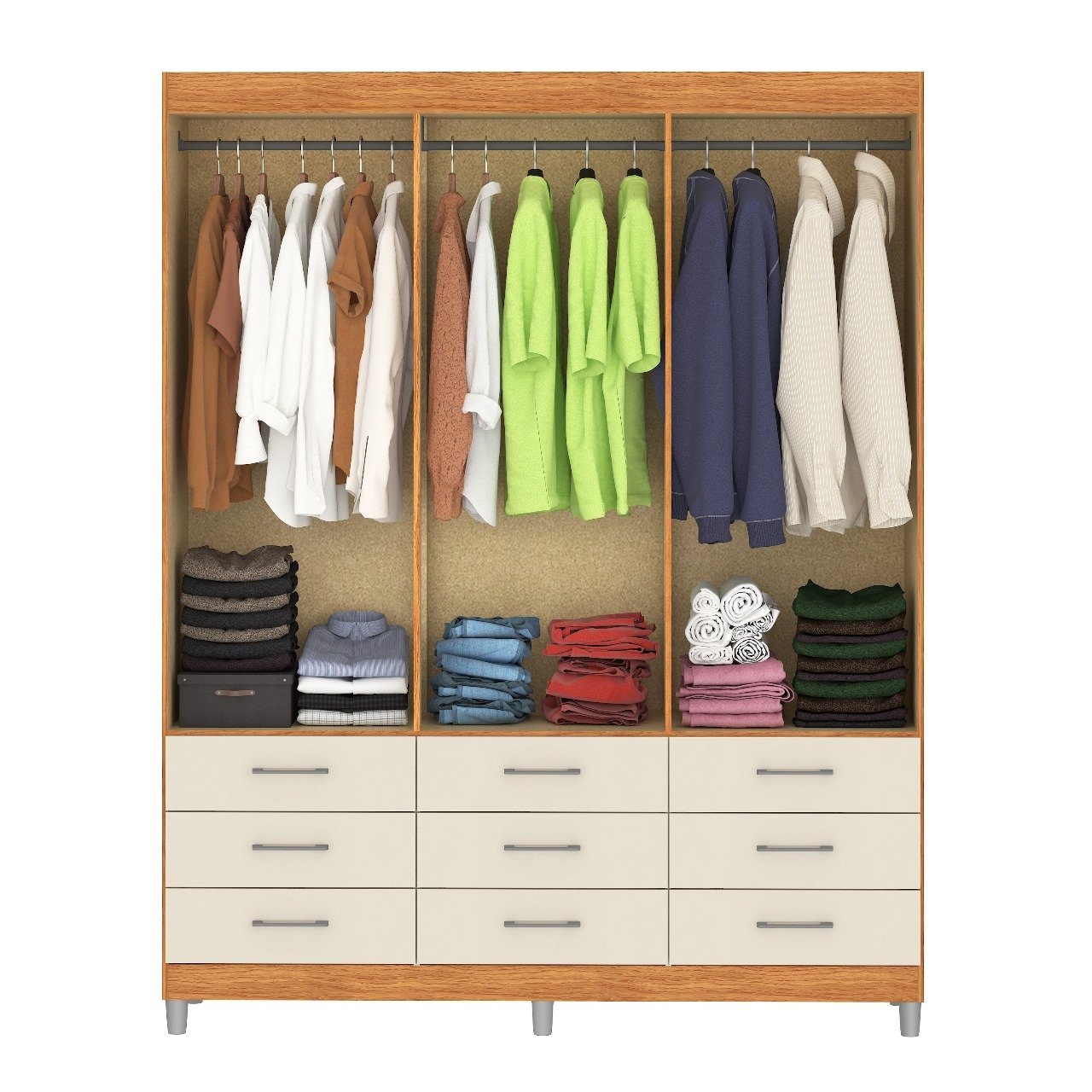Guarda-Roupa 6 Portas Paraty 3690 1,50 m Cinamono/Off White - FELLICCI - Imagem 3