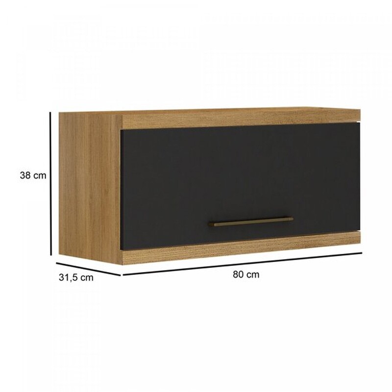 Armário Geladeira Porta Báscula Tarantela Cinamomo/Grafite Larg. 80 cm Valdemóveis - Imagem 3