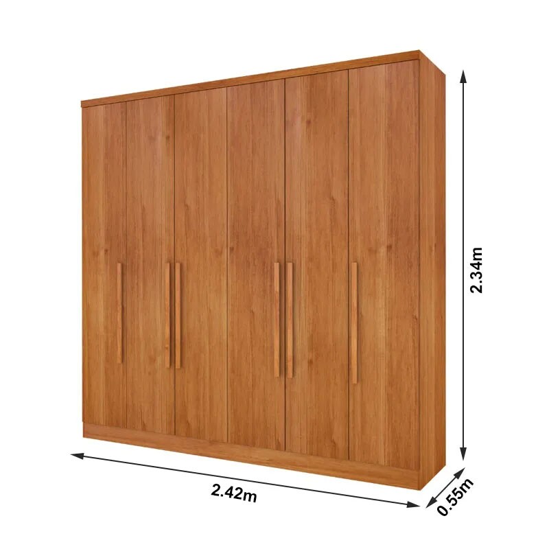 Guarda-Roupa Casal 6 Portas 4 Gavetas Veneza Larg. 2.39m Cinamomo Tcil - Imagem 3