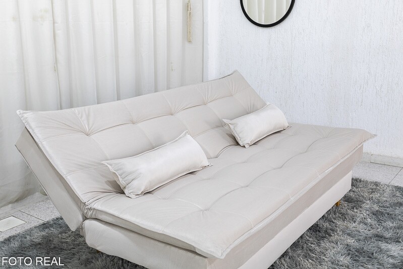 Sofá Cama Premium Larg. 1.80m Veludo Bege 2269 - Imagem 5