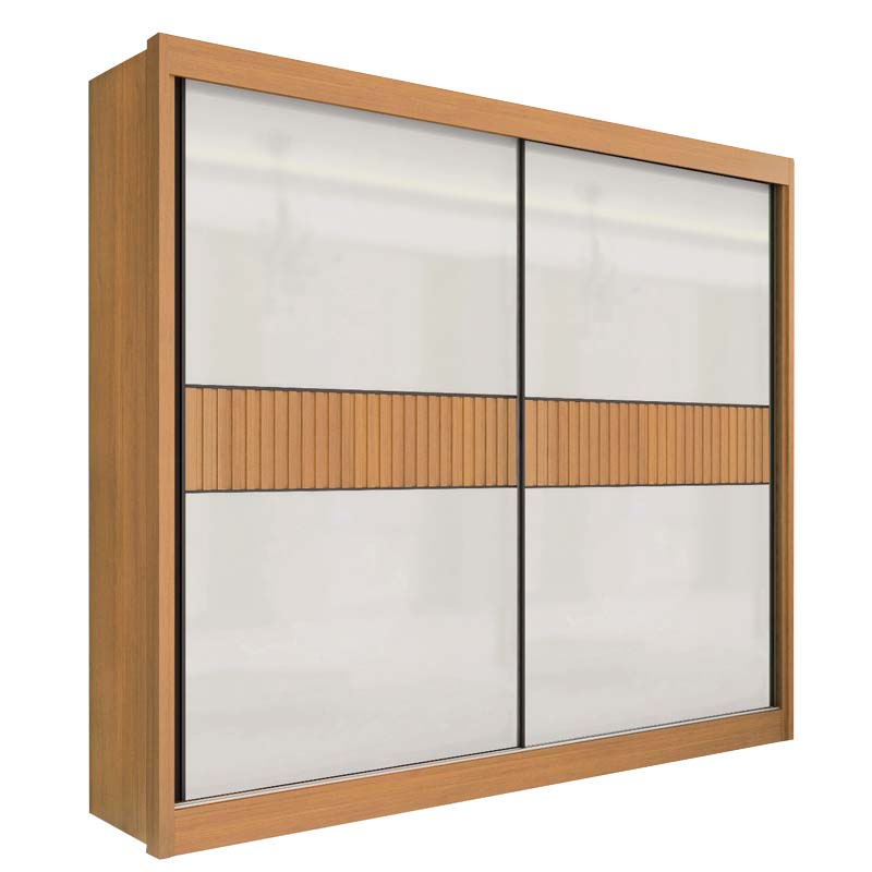 Guarda-Roupa Casal 2 Portas Cancun Ripado MDF Cinamomo/Off White Larg. 2.20m D Doro - Imagem 3
