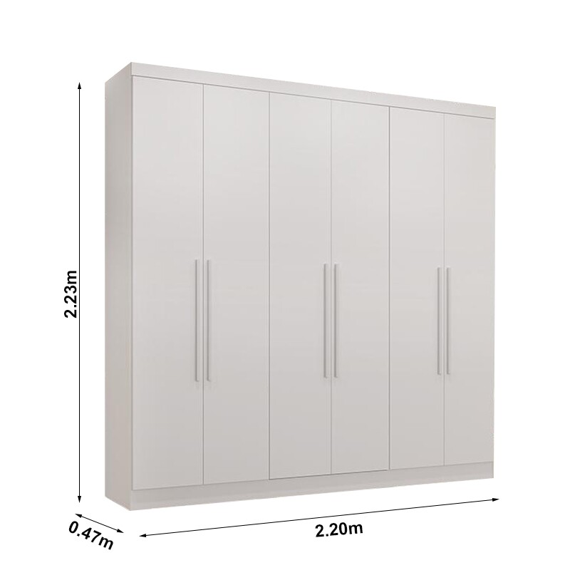Guarda-Roupa Casal Coliseu 6 Portas 4 Gavetas larg. 2.20m Branco Sallêto - Imagem 3