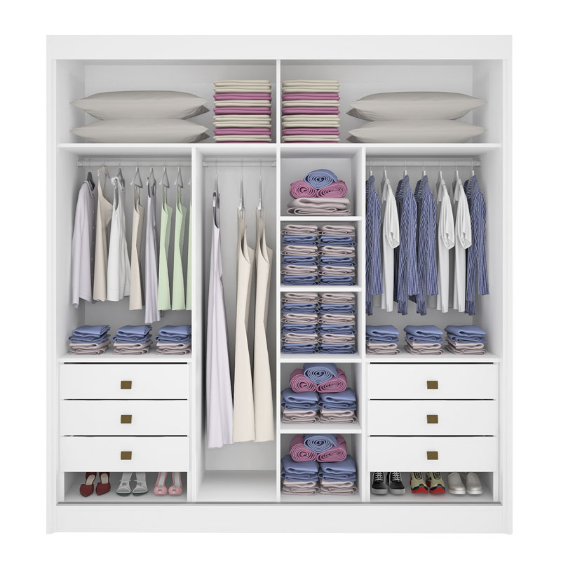 Guarda-Roupa Casal 2 Portas Titanium Ripado MDF Branco Larg. 2.20m D Doro - Imagem 3