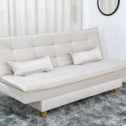 Sofá Cama Premium Larg. 1.80m Veludo Bege 2269