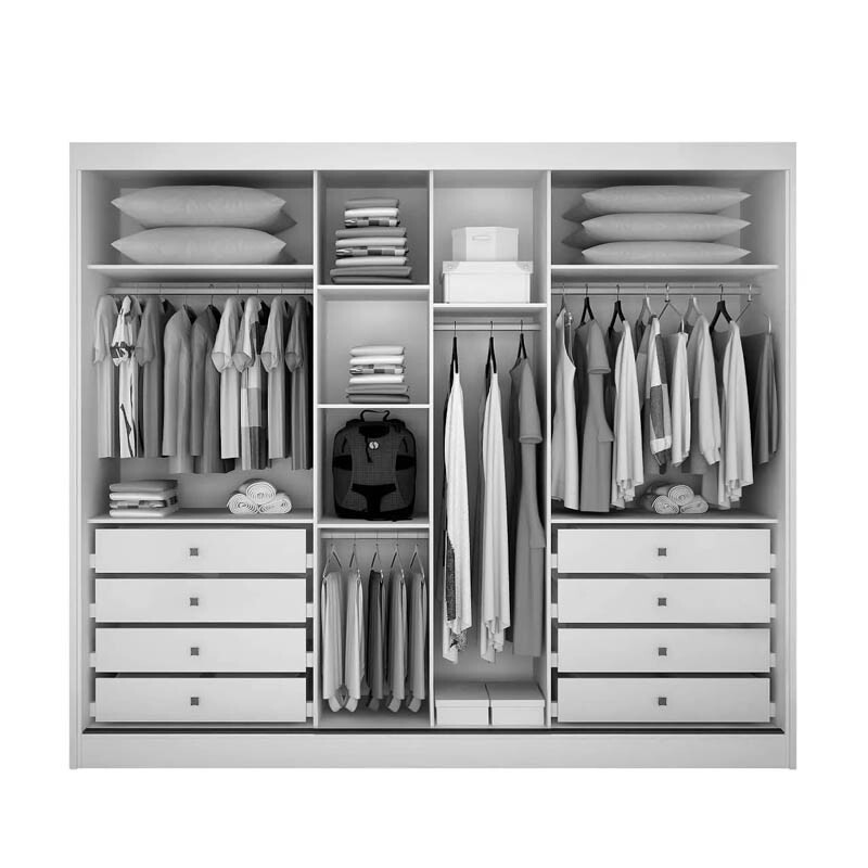 Guarda-Roupa Casal 3 Pts 8 Gav. Sollo Plus c/1Espelho 100% MDF Cumaru/Fendi Larg. 2.73m Novo Horizonte - Imagem 4