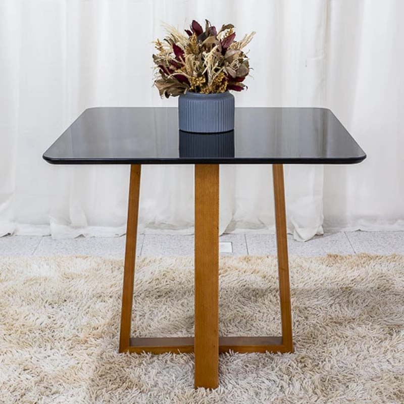 Base Mesa Pedro 4 lugares Vidro Preto 90x90 Madeira Maciça Art Assento - Entregue Montada - Imagem 2
