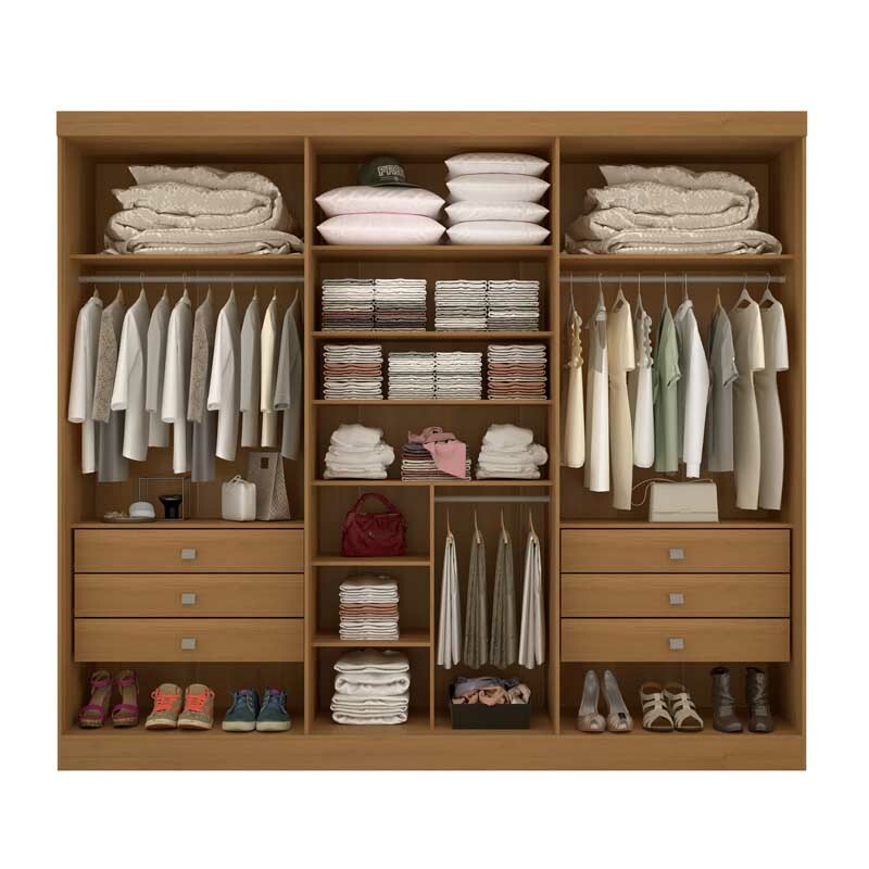 Guarda-Roupa Casal Da Vinci Plus 6 portas 6 Gavetas Cinamomo/Off White MDF Larg. 2.75m D Doro - Imagem 2