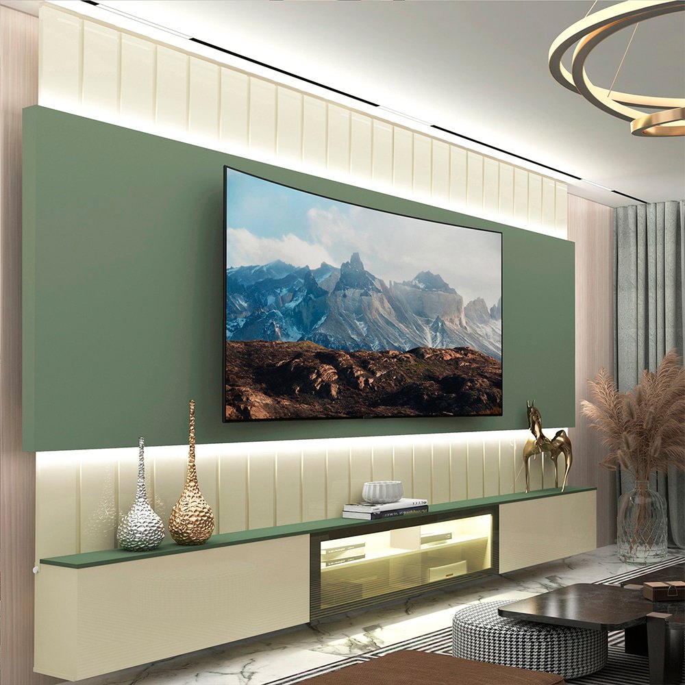 Home Suspenso até 85″ Soberano Reflecta 260 Off White/Verde Floresta – GELIUS