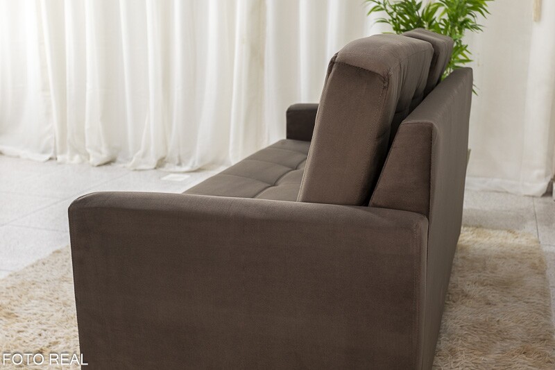 Sofá 3 lugares Living Áustria 1.70m Veludo Marrom A17 - Imagem 6