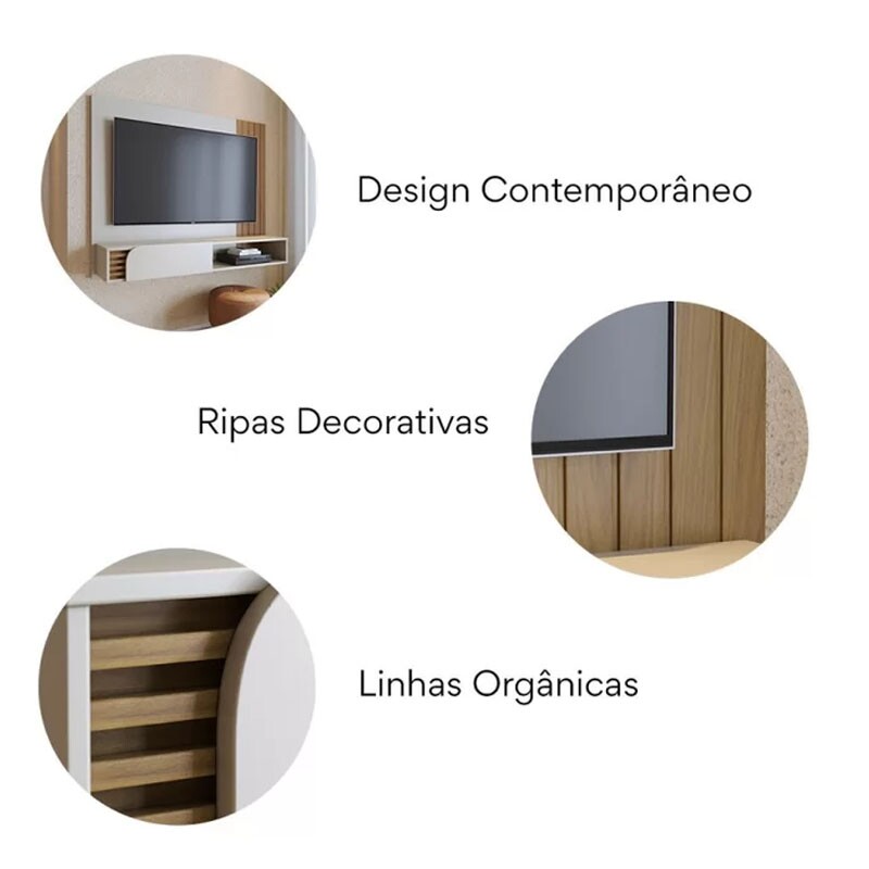 Home Suspenso Jurerê 60 Polegadas Larg. 1.36m Off/Freijó Colibri - Imagem 6