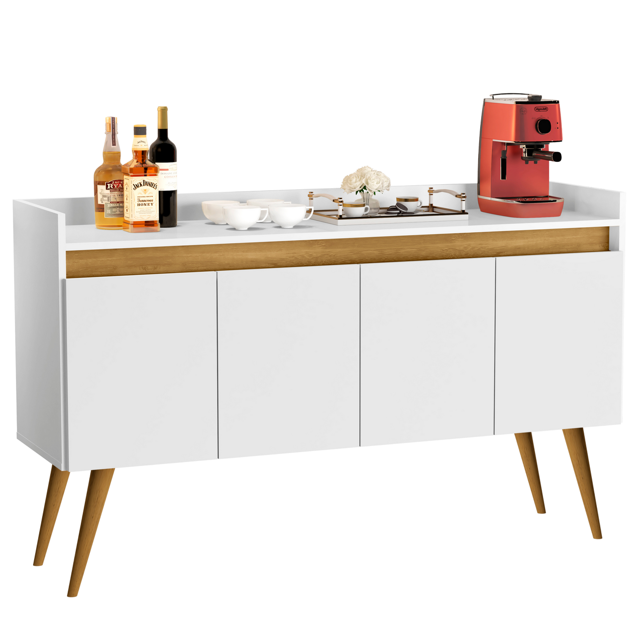Buffet 4 Portas Gold Branco/Mel/Branco – MÓVEIS PRIMUS - Imagem 6