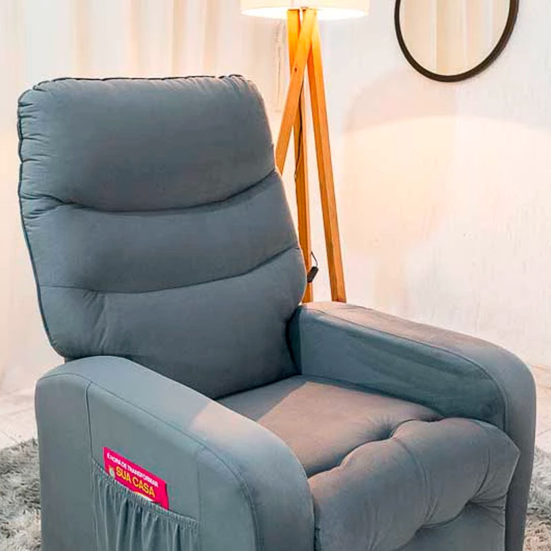 Poltrona Reclinável Punto Veludo Cinza 425 - Imagem 4