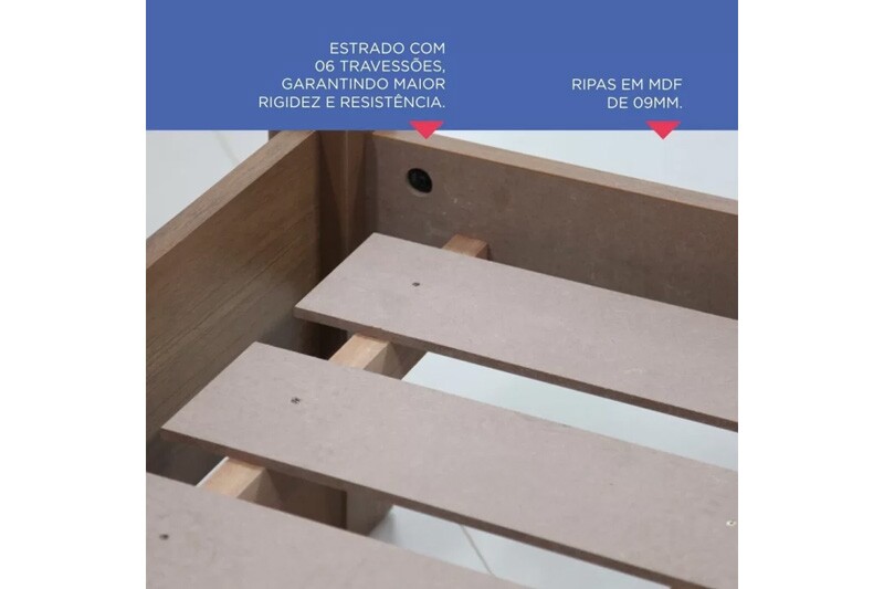 Cama Solteiro Milênio + Cama Auxiliar 2 Gavetas Branca - D Doro - Imagem 4