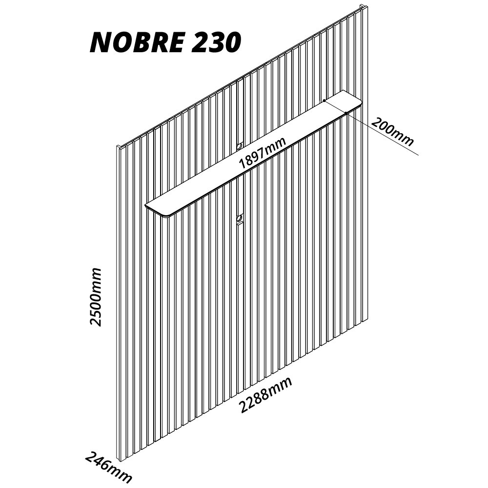Painel até 85" Nobre Ripado 230 Cinza - GELIUS - Imagem 5