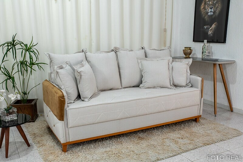 Sofá 3 lugares Vican Larg. 2.00m Linho Bege 5044 Detalhe 05 - Molas Bonnel