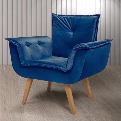 Poltrona Fixa Canadá Veludo Azul – JP ESTOFADOS - Imagem 2