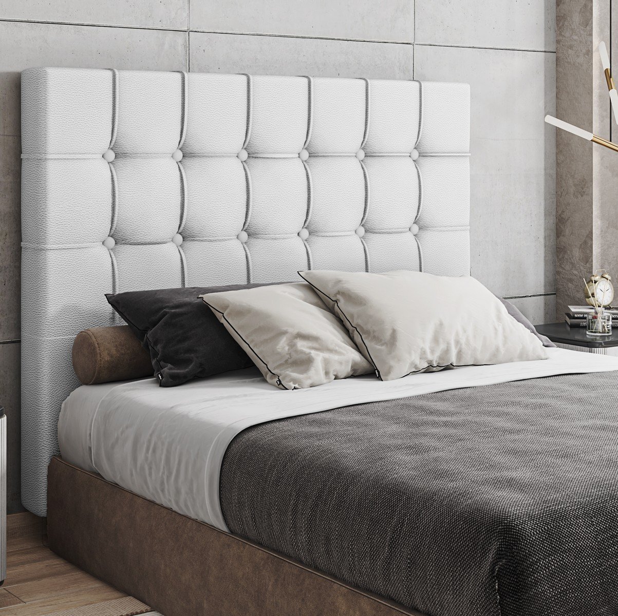 Cabeceira Casal Paris Corino Branco - MC DESIGN