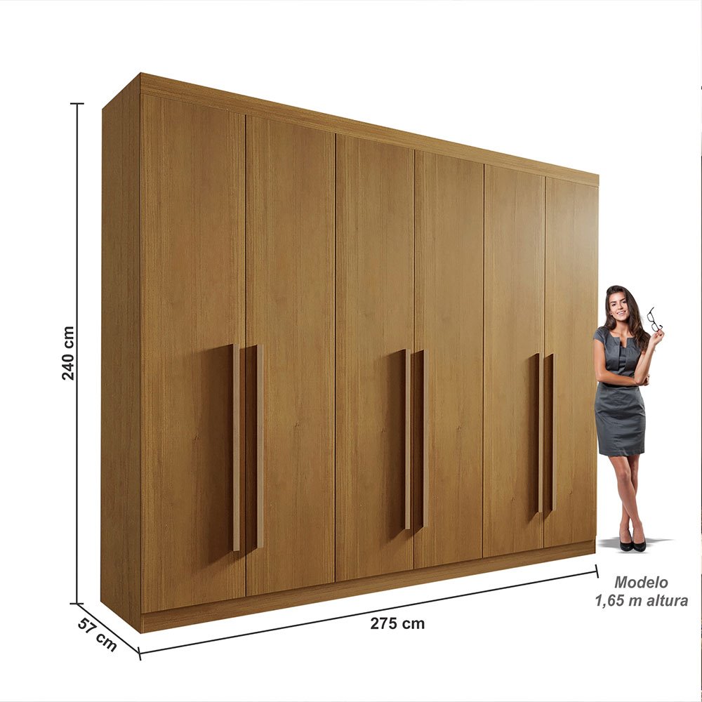 Guarda-Roupa Casal 6 Portas Da Vinci Plus MDF Cinamomo - D doro - Imagem 4