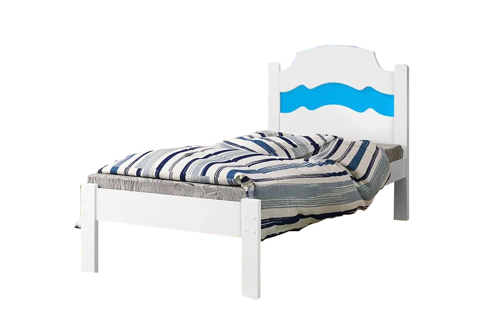 Cama Solteiro Íris Branco/Rosa/Azul - MADEC/VJ MÓVEIS - Imagem 2